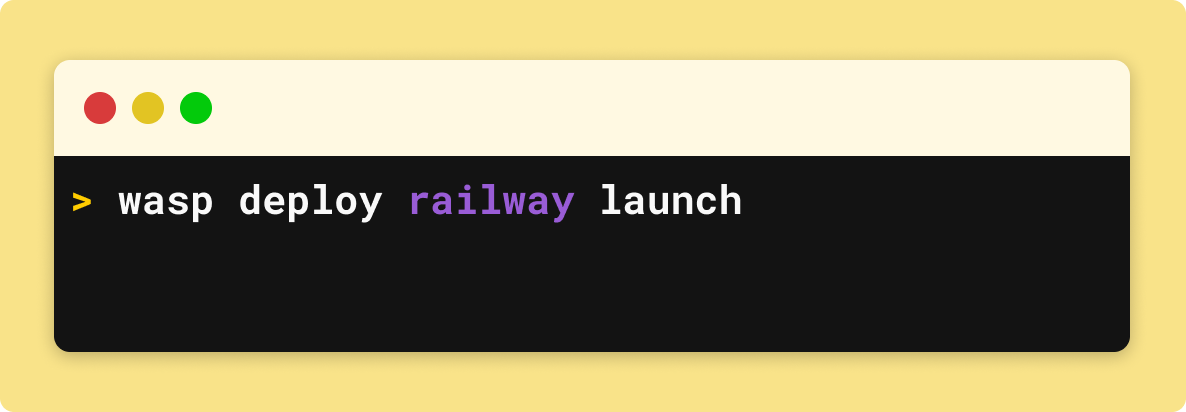 wasp deploy railway command in a terminal